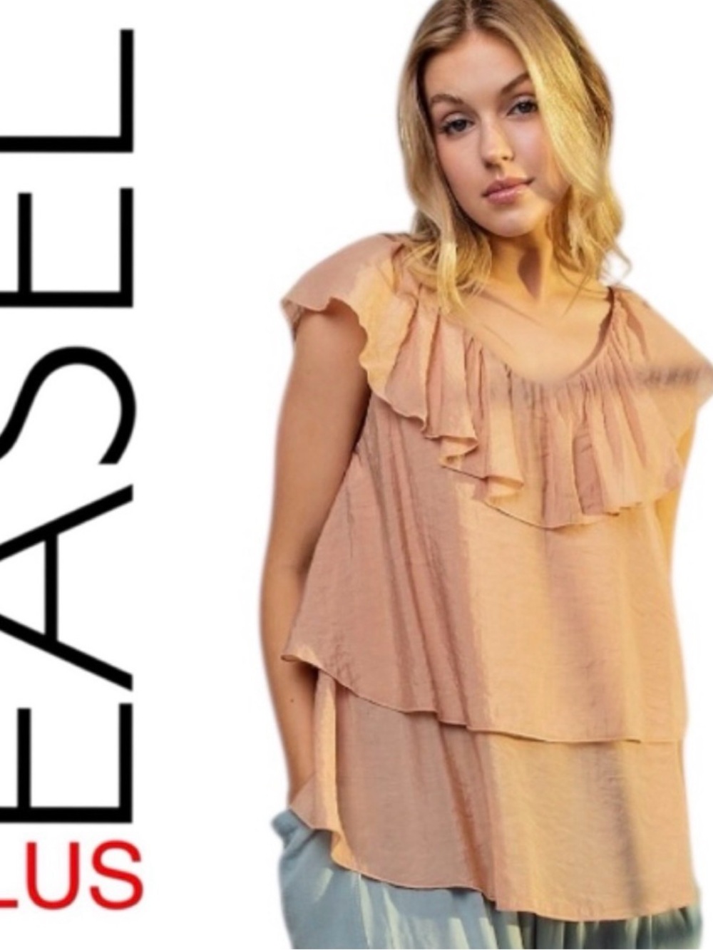 Peach Ruffle Tiered Sleeveless Top - RUNS SMALL